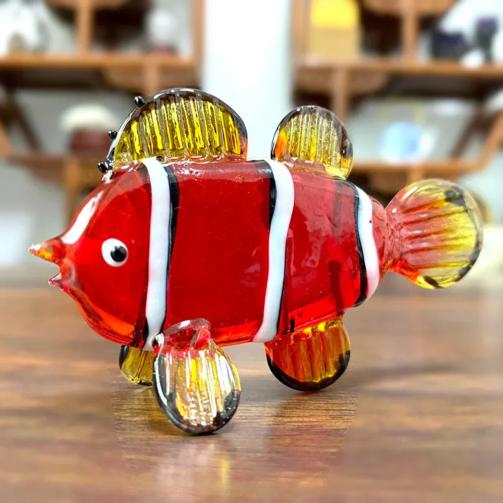 DecorBites™ Crystal Glass Tropical Fish Figurines | Hand Blown Modern Home Decor