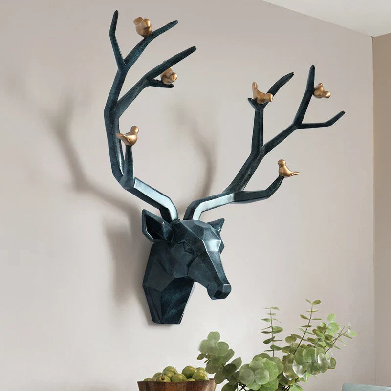 ديكور جدار رأس الغزال من DecorBites™ | تمثال حيوان تجريدي حديث لديكور المنزل