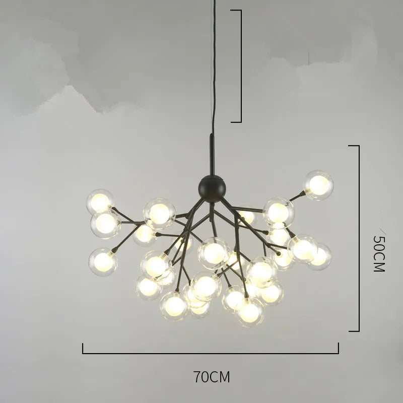 DecorBites™ Heracleum Firefly Glass Ball Chandelier: Gold Luxury Lighting for Dining Kitchen Staircase