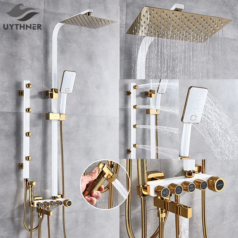 DecorBites™ 5-Function Shower Faucet Set with Rain Shower Head, Hand Shower, and Bathtub Spout