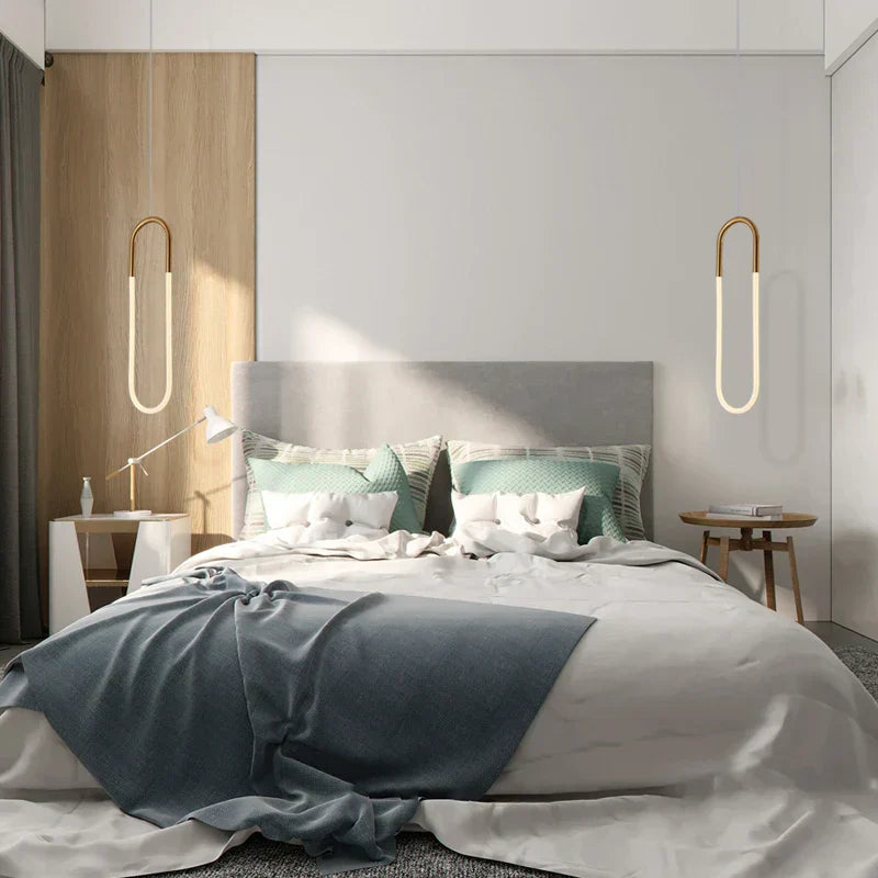 DecorBites™ Gold Acrylic Ring Pendant Light for Modern Living Spaces