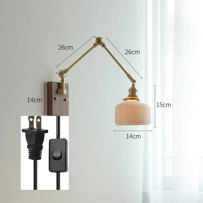 DecorBites™ Copper Swing Arm Wall Lamp Sconce - LED Wall Light for Bedroom Living Room
