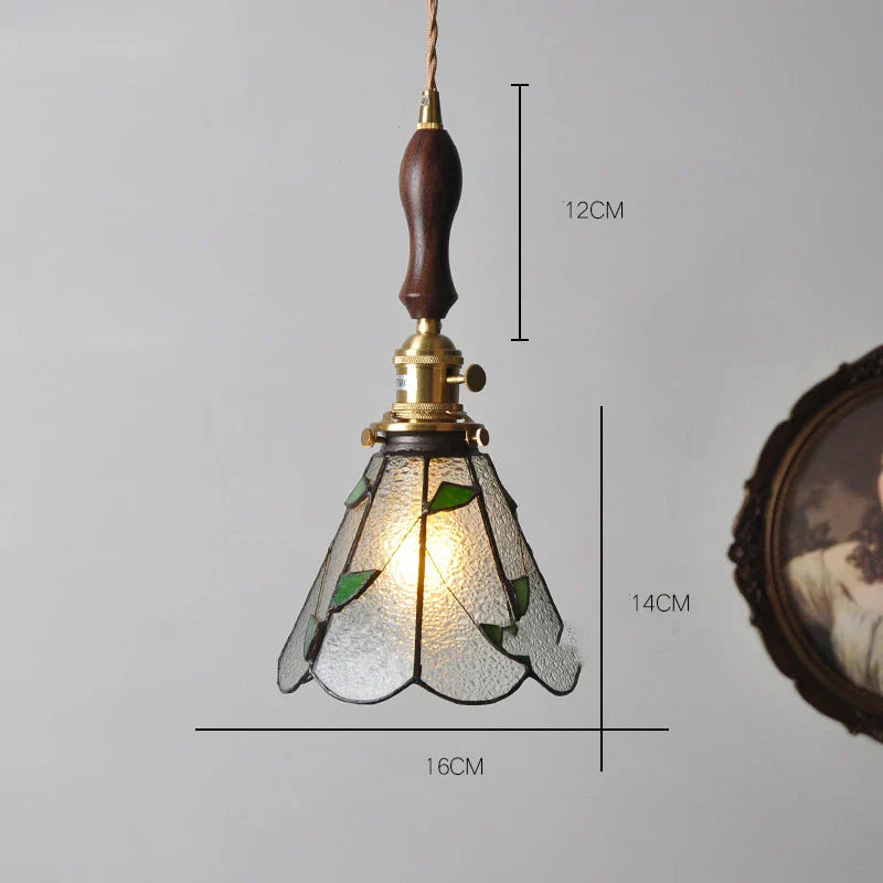 DecorBites™ مصباح معلق نحاسي زجاجي مع مفتاح خشبي: مصباح LED إسكندنافي حديث معلق