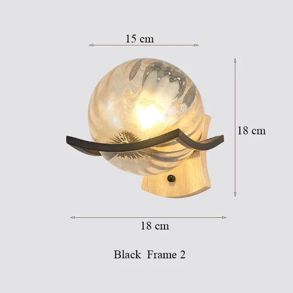 DecorBites™ مصباح حائط خشبي ياباني على شكل قمر - تصميم بسيط - إضاءة جدارية LED
