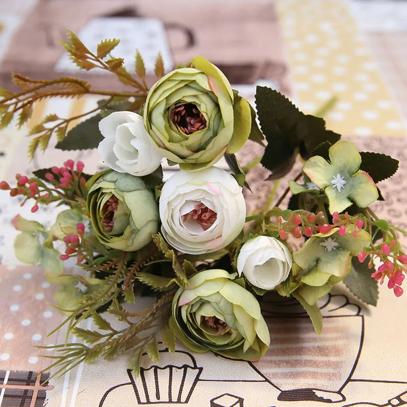 DecorBites™ Autumn Silk Tea Rose Gerbera Daisy for Wedding and Home Decor