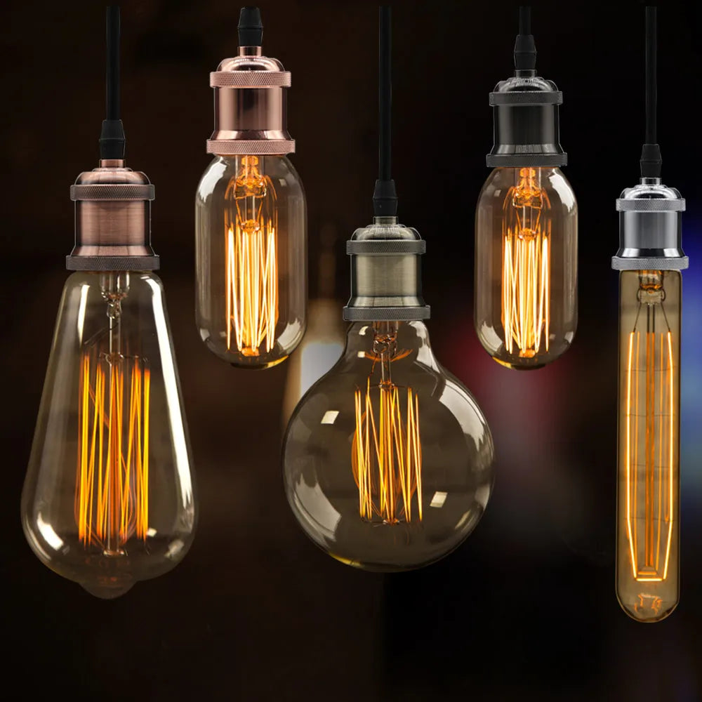 مصباح سقف معلق صناعي من ديكور بايتس™ E27 90-265V بحامل لمبة إديسون لديكور المنزل بتصميم لوفت