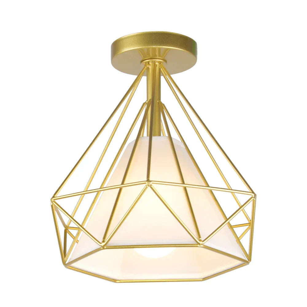 DecorBites™ Iron Cage Ceiling Lamp: Modern Nordic LED Light Fixture for Kitchen, Living Room, Bedroom