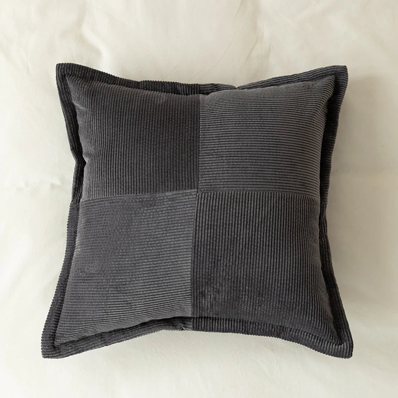 DecorBites™ Corduroy Pillow Cover 45x45cm Modern Soft Solid Cushion for Home Sofa Bed