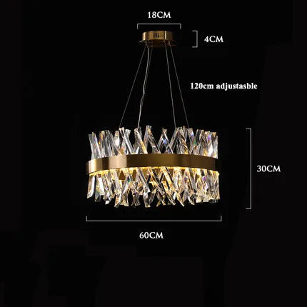 ثريا LED ذهبية كريستالية من DecorBites™ لغرفة الطعام