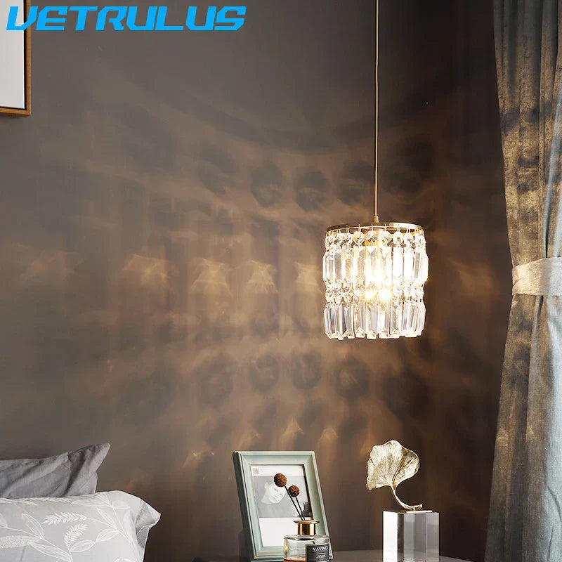 ثريا LED نحاسية كريستالية من DecorBites™ مصباح سقف فاخر حديث