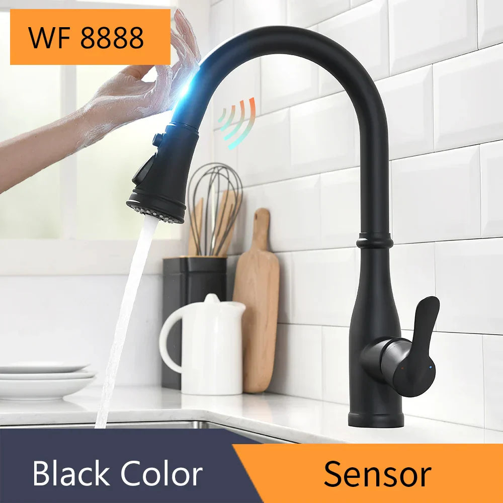 DecorBites™ Brush Nickel Sensor Kitchen Faucet | Stainless Steel Smart Induction Tap with Touch Control