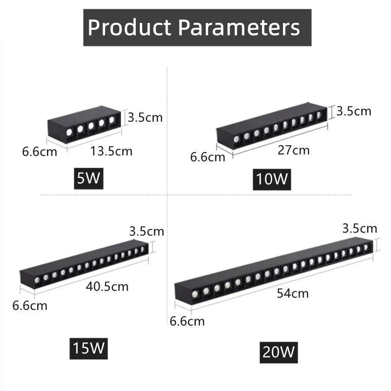 DecorBites™ مصباح شبكي خطي LED: إضاءة سقف عصرية تثبت على السطح للمنزل، 110 فولت/220 فولت