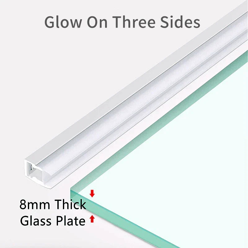 Lampe LED pour bar de meuble DecorBites™ pour étagère en verre de 8 mm avec bande lumineuse