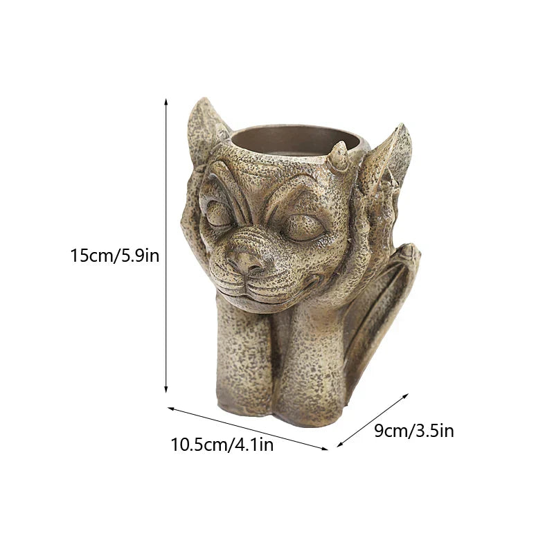 DecorBites™ Gargoyle Resin Vase Sculpture: Unique Home & Garden Decor Accessory