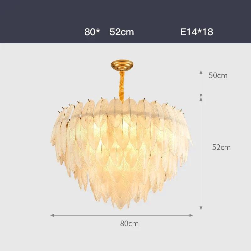 DecorBites™ Glass Feather LED Hanging Chandelier for Foyer