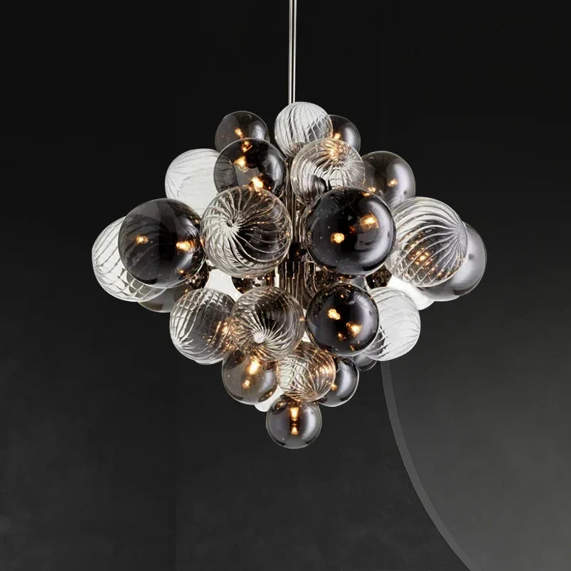 DecorBites™ Glass Globe LED Chandelier: Nordic Luxury Metal Pendant Lighting for Living Room