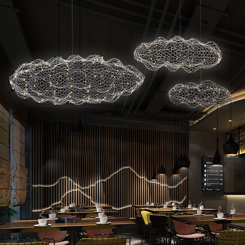 DecorBites™ Cloud Pendant Lights: Industrial Loft Firefly Chandelier for Living Room, Bedroom, Staircase