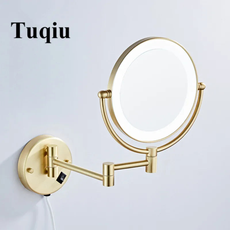 DecorBites™ LED Wall Mounted Makeup Mirror 8" Folding Cosmetic Mirror