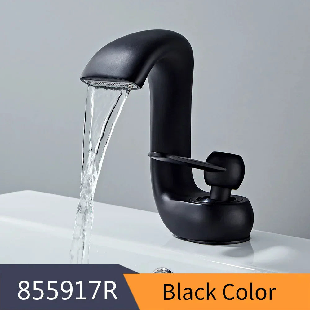 DecorBites™ Gold Basin Faucet: صنبور خلاط نحاسي عصري بمقبض واحد للمغسلة للحمام