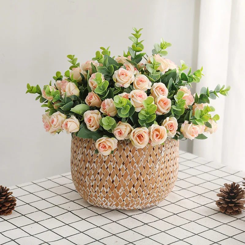 DecorBites™ 5-Fork 11 Roses Bouquet for Home Decor – Small Fresh Korean Style Simulation