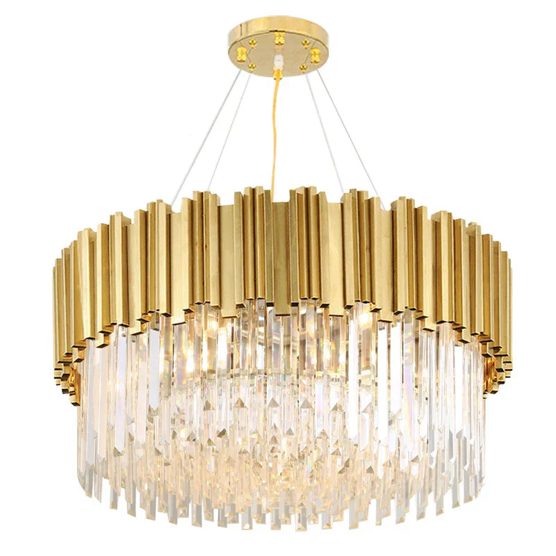 DecorBites™ Crystal LED Chandelier: Adjustable Metal Hanging Lamp for Living Room, Dining, Bedroom