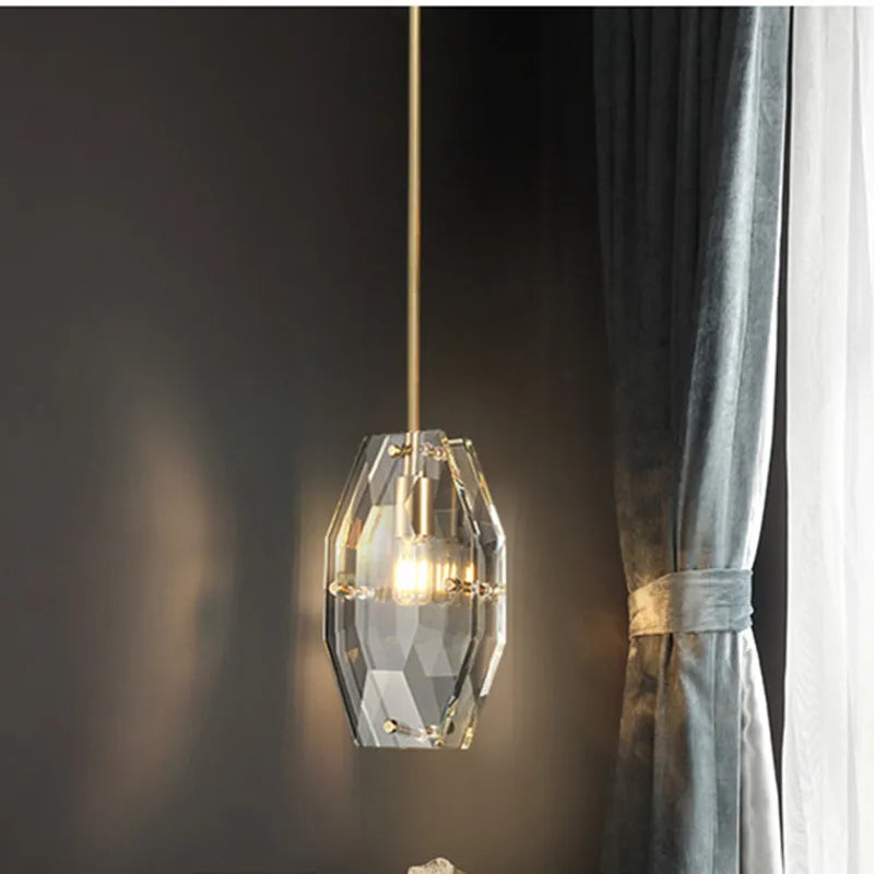 DecorBites™ Crystal Glass Pendant Lamp Luxe Chandelier for Bedroom Restaurant Kitchen Home