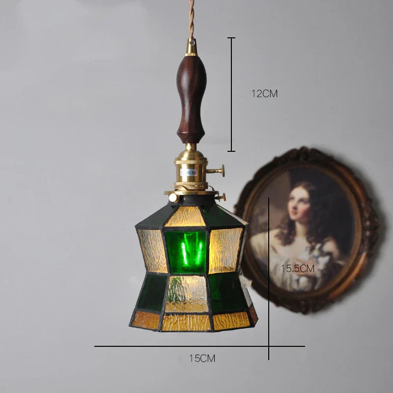 DecorBites™ مصباح معلق نحاسي زجاجي مع مفتاح خشبي: مصباح LED إسكندنافي حديث معلق