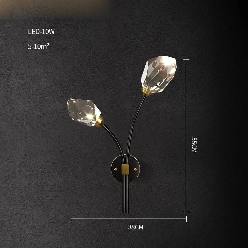 DecorBites™ Black Crystal Copper LED Chandelier for Dining Room - Art Deco Hanging Lamp