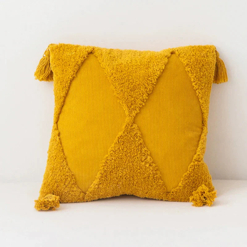 DecorBites™ Diamond Tassel Cushion Cover 45x45cm White Yellow Green Handmade Sofa Bed