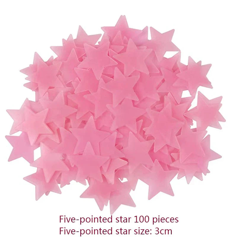3D Stars Glow Dark Wall Stickers by DecorBites™ – Luminous Fluorescent Home Decor