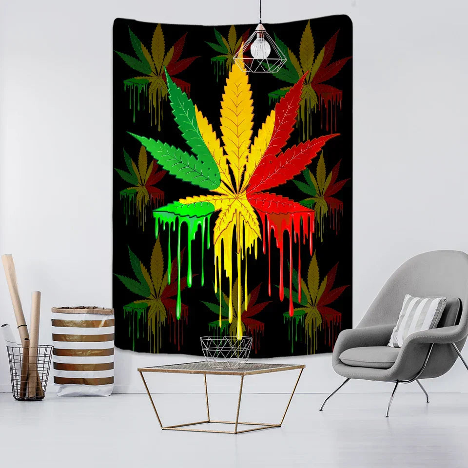 DecorBites™ 3D Printed Maple Leaf Wall Hanging Tapestry for Boho Home Decor
