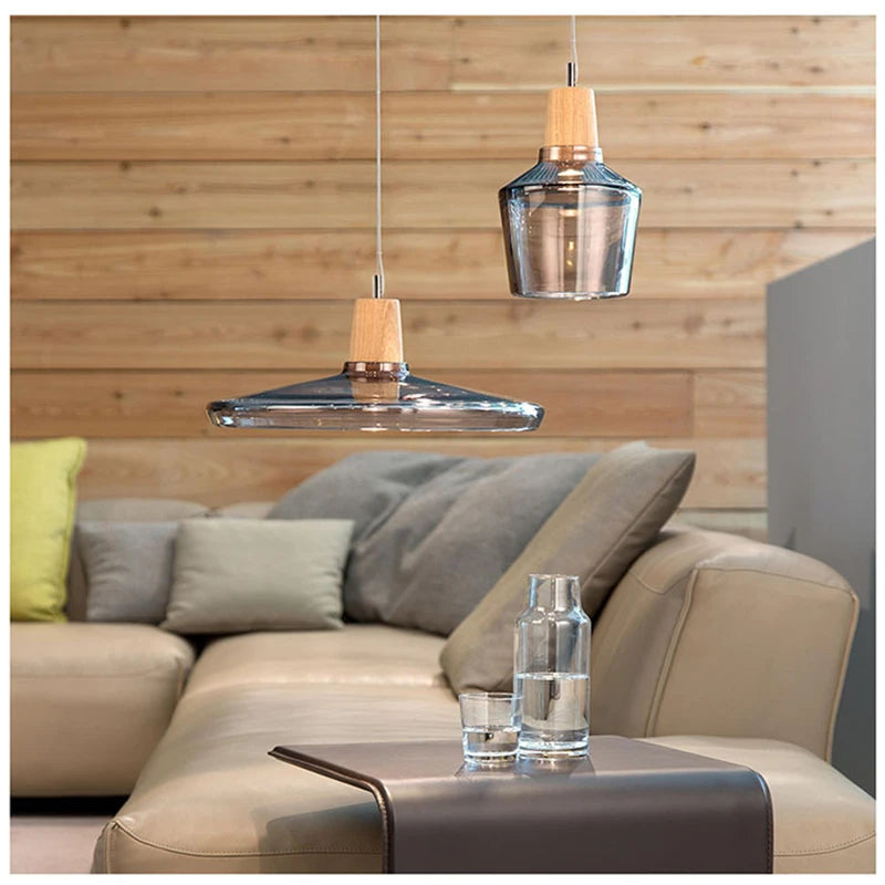 Nordic Glass and Wood Pendant Light