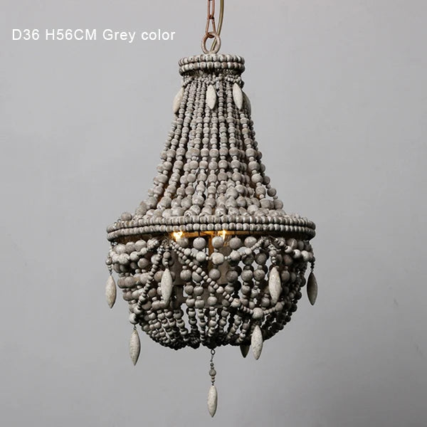 DecorBites™ French Country Wood Bead Chandelier: 3/5 Lights Princess Decorative Hanging Fixture