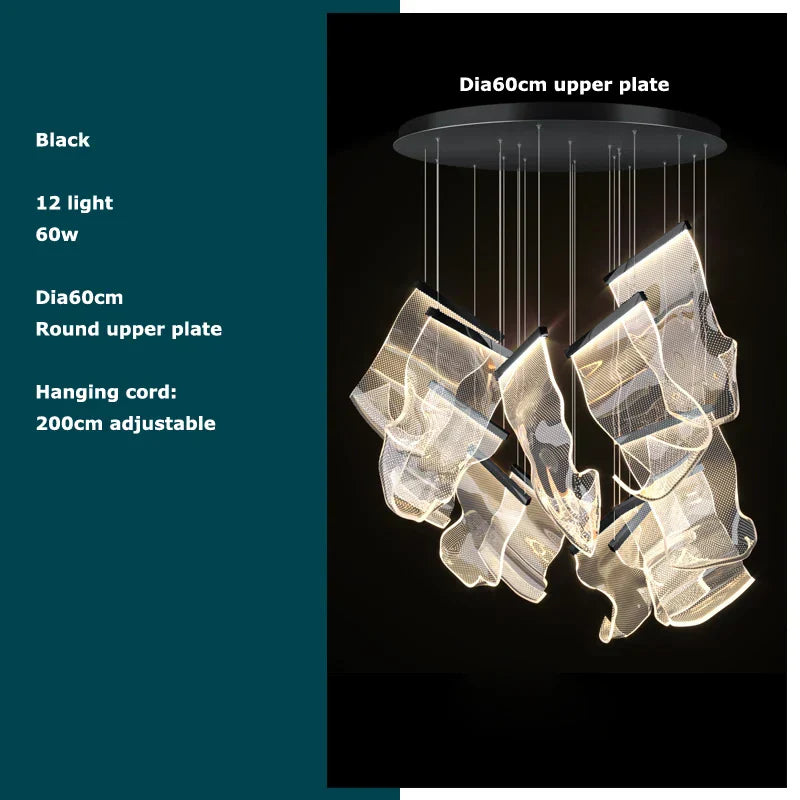 DecorBites™ Golden Love Paper Chandelier: Postmodern LED Designer Lighting for Foyer