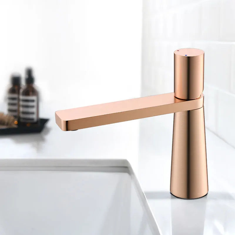 DecorBites™ Brushed Gold Basin Faucet - Elegant Brass Bathroom Mixer Tap for Lavatory