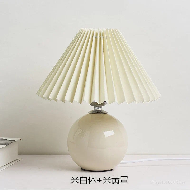 Lampes de table japonaises DecorBites™ en céramique Abat-jour plissé pour salon Éclairage chaleureux pour chambre