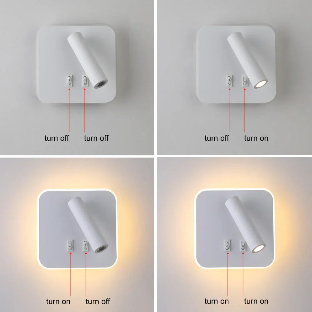 DecorBites™ Adjustable 10W Wall Light Sconce Lamp with Switch - Hotel Bedroom Study Reading
