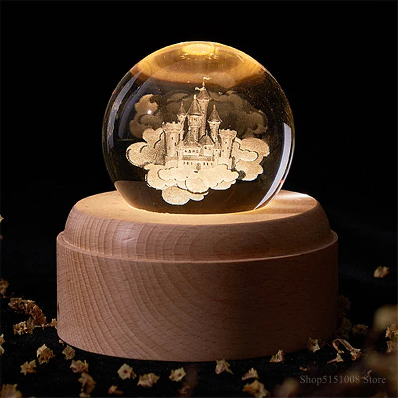 DecorBites™ Crystal Ball Night Light USB Music Box Universe Globe 3D Lamp