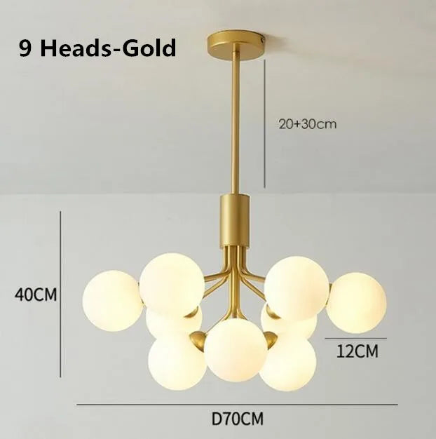 DecorBites™ ثريا كرة زجاجية ذهبية: إضاءة LED فاخرة لغرفة الطعام والمطبخ والمقهى