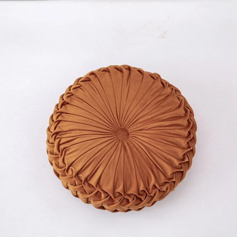 DecorBites™ 3D Pumpkin Vehicle Wheel Round Velvet Throw Pillow for Couch Decor