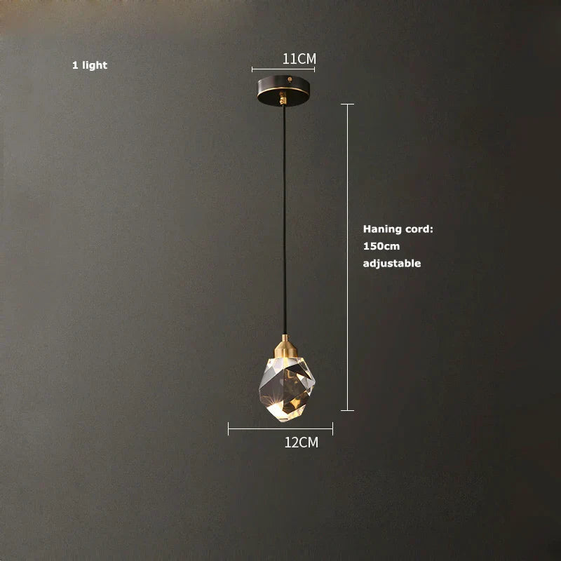 DecorBites™ Black Crystal Copper Chandelier LED Hanging Lamps for Dinning Room
