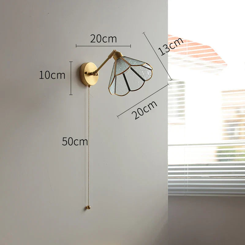 أضواء حائط LED زجاجية خضراء DecorBites™ مع مفتاح سلسلة سحب، لمسة نهائية نحاسية