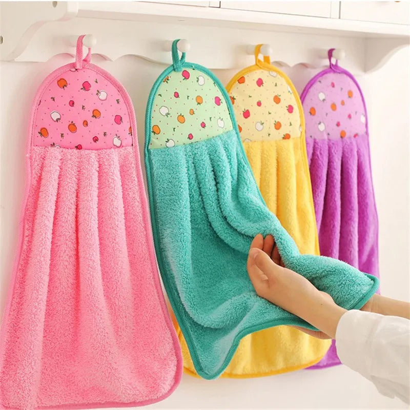 DecorBites™ Coral Velvet Hand Towel: Absorbent Cleaning Tool for Home Kitchen & Bathroom