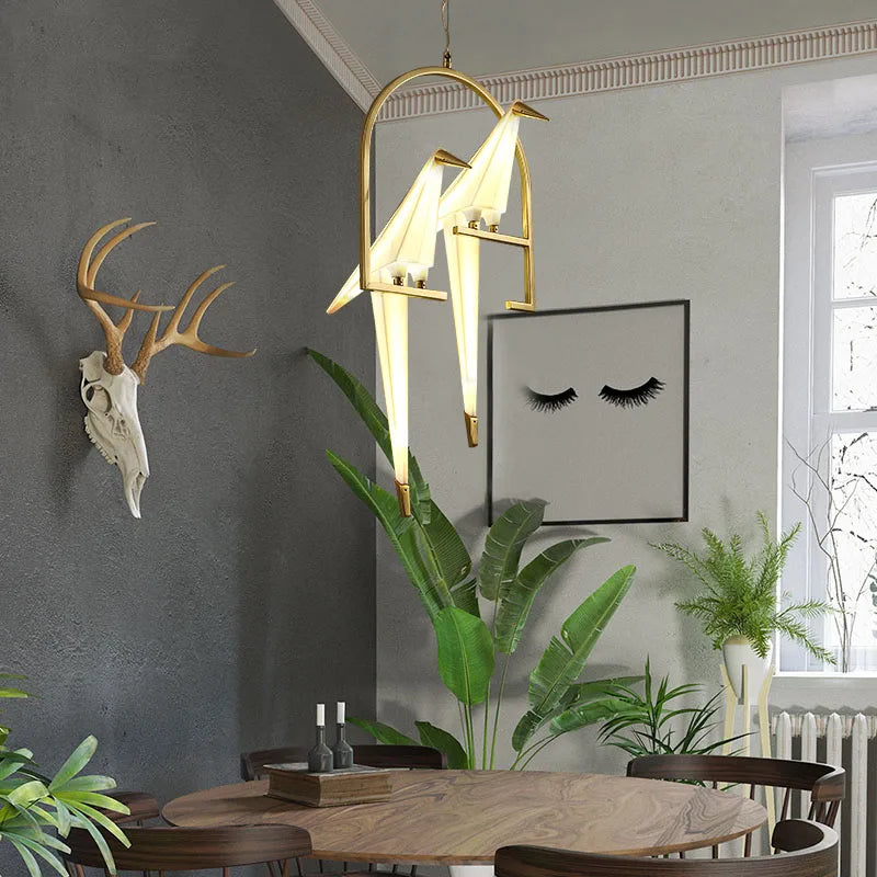 ثريا الطيور الذهبية الأوريغامي من DecorBites™ - مصباح عصري لتزيين المنزل