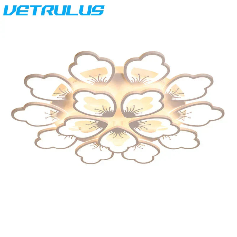 ثريا سقف أكريليك بتصميم لوتس ومصابيح LED من DecorBites™ لغرف المعيشة والطعام والدراسة العصرية