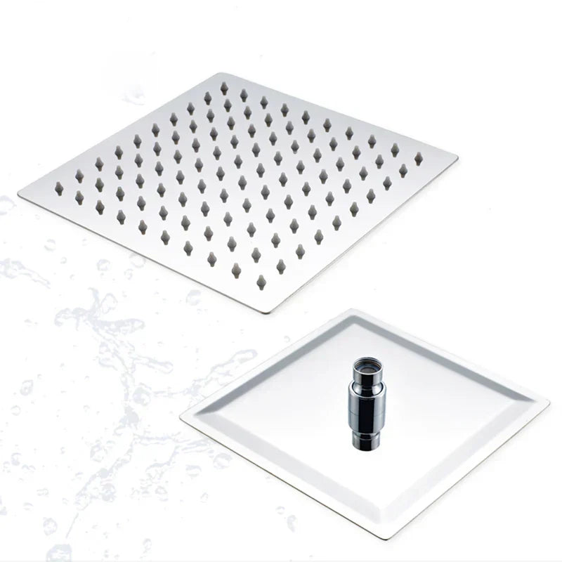 DecorBites™ 12-inch Square Rain Shower Head with Ceiling/Wall Mount in Chrome/Gold/Brushed/Black Finish