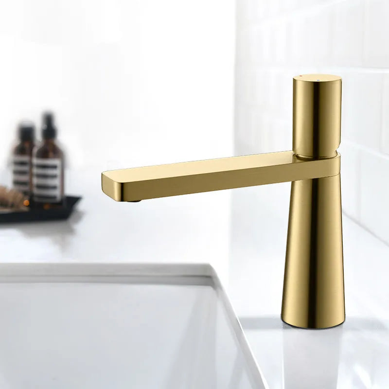 DecorBites™ Brushed Gold Basin Faucet - Elegant Brass Bathroom Mixer Tap for Lavatory