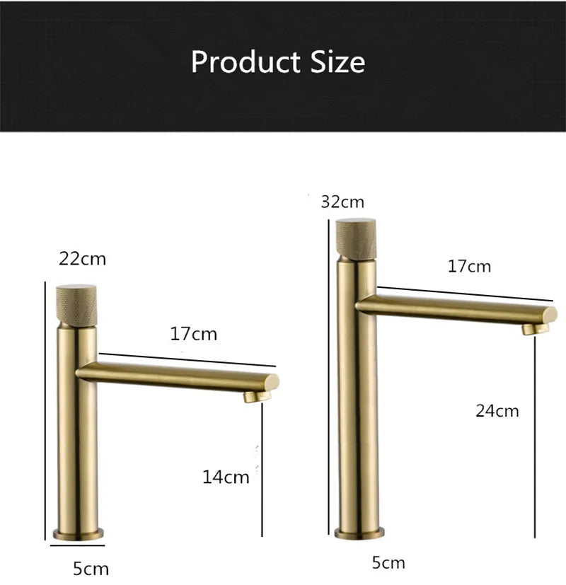 DecorBites™ Brushed Gold Brass Basin Faucet - Cold & Hot Water Mixer Tap