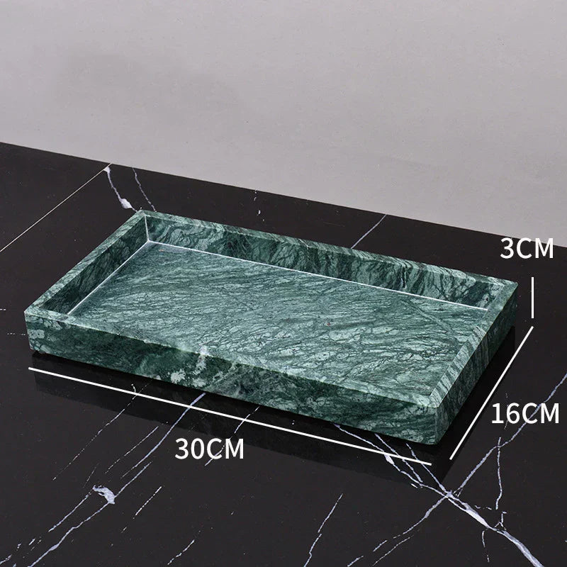 DecorBites™ Dark Green Marble Bathroom Set - Nordic Light Luxury Tray Toothbrush Holder Soap Dispenser Kit