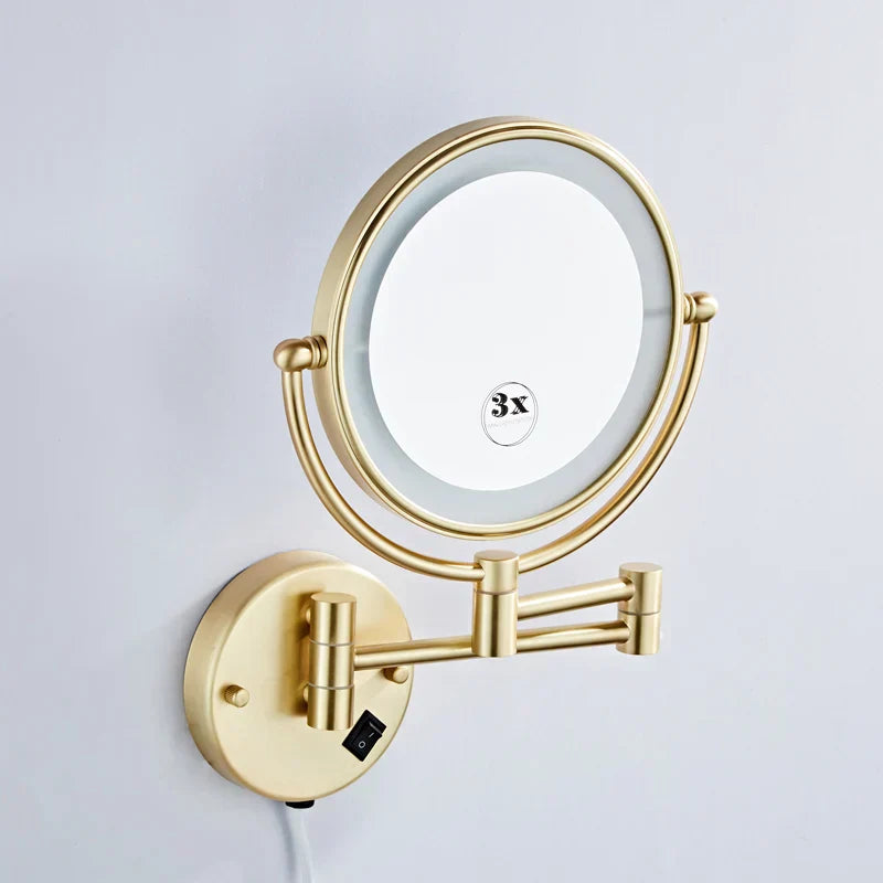 DecorBites™ LED Wall Mounted Makeup Mirror 8" Folding Cosmetic Mirror